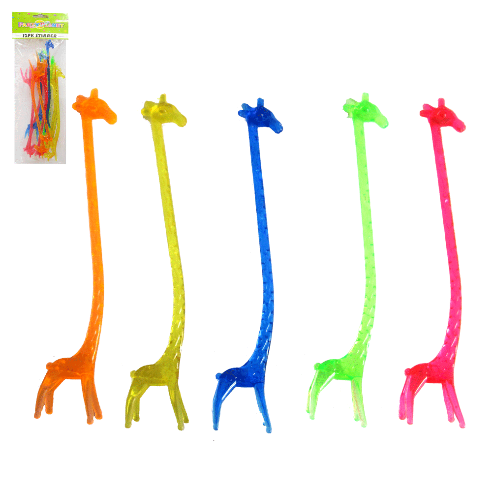 12 x Giraffe Cocktail Swizzle Sticks...Stirrers...Safari...Zoo Drink