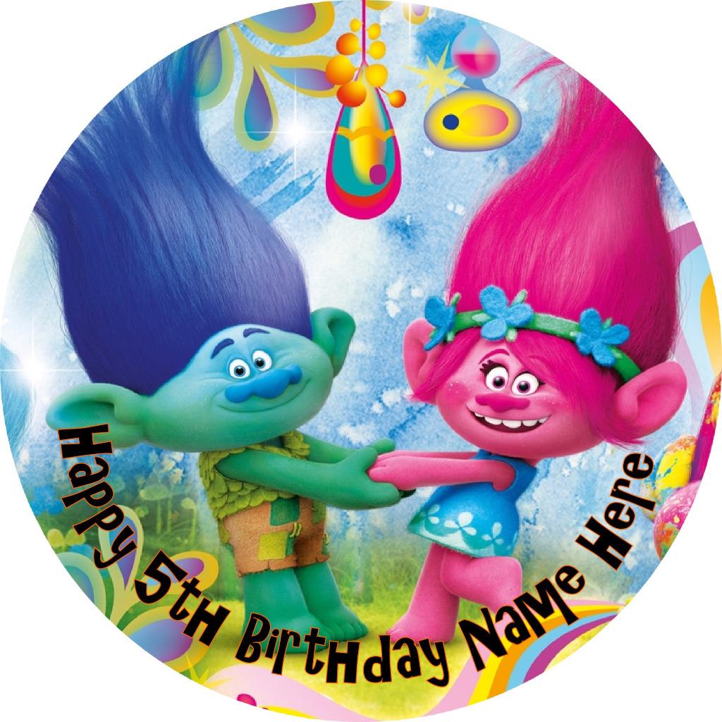 Trolls edible icing cake toppers. Personalised! eBay