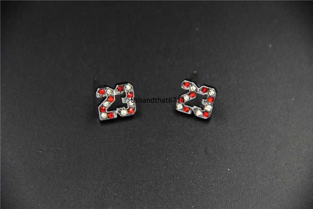 Brand New Iced Out Michael Jordan 23 CZ Stud Earrings-8 Color Choices | eBay