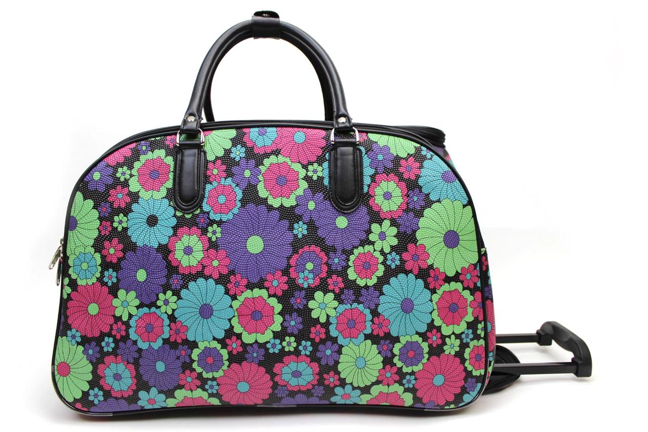 New Ladies Womens Wheeled Holdall Cabin Weekend Bag Trolley Case Travel