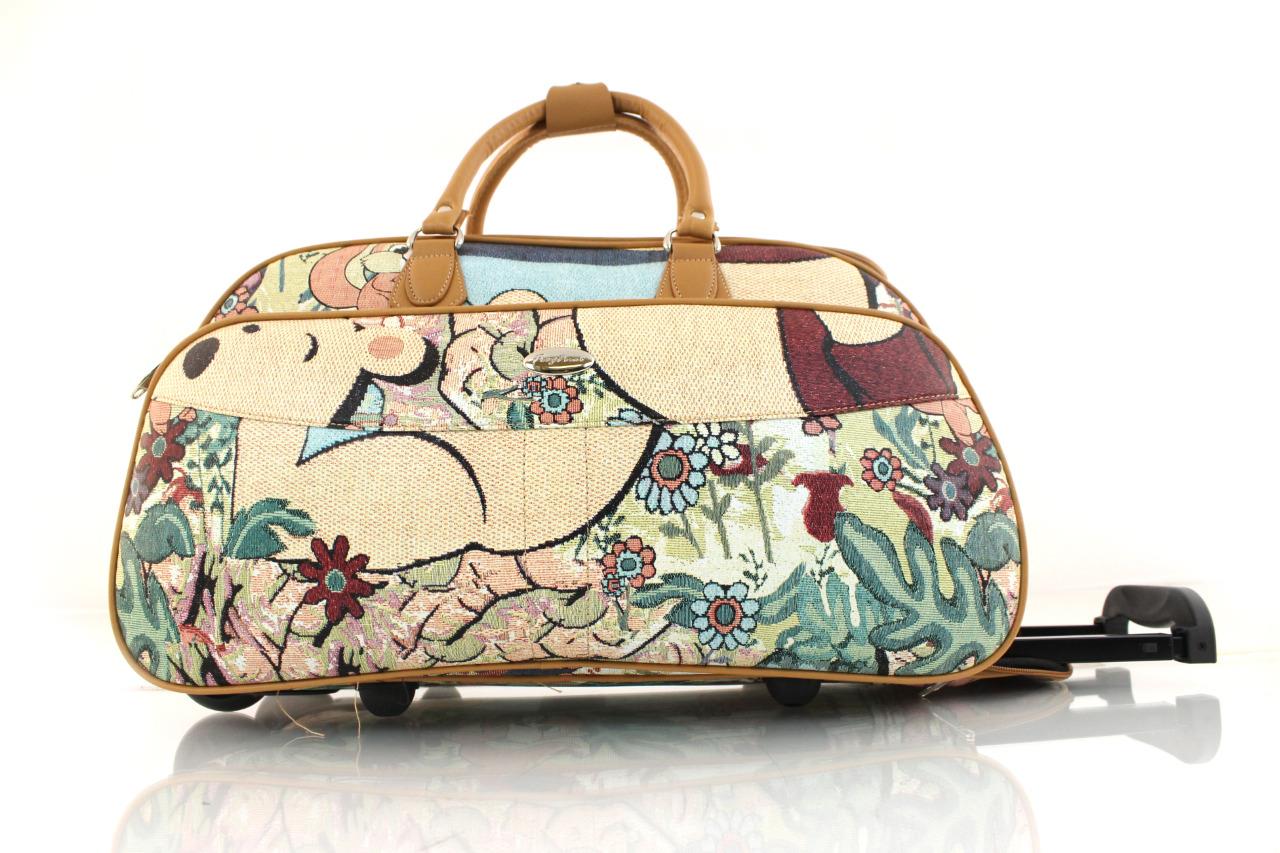 New Womens Designer Inspired Wheeled Holdall Cabin Bag Luggage Weekend Bag Tote