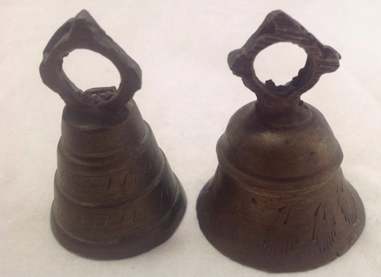 Brass Bells from India, Ornate/Engraved, Temple or Alter Distinct Tone
