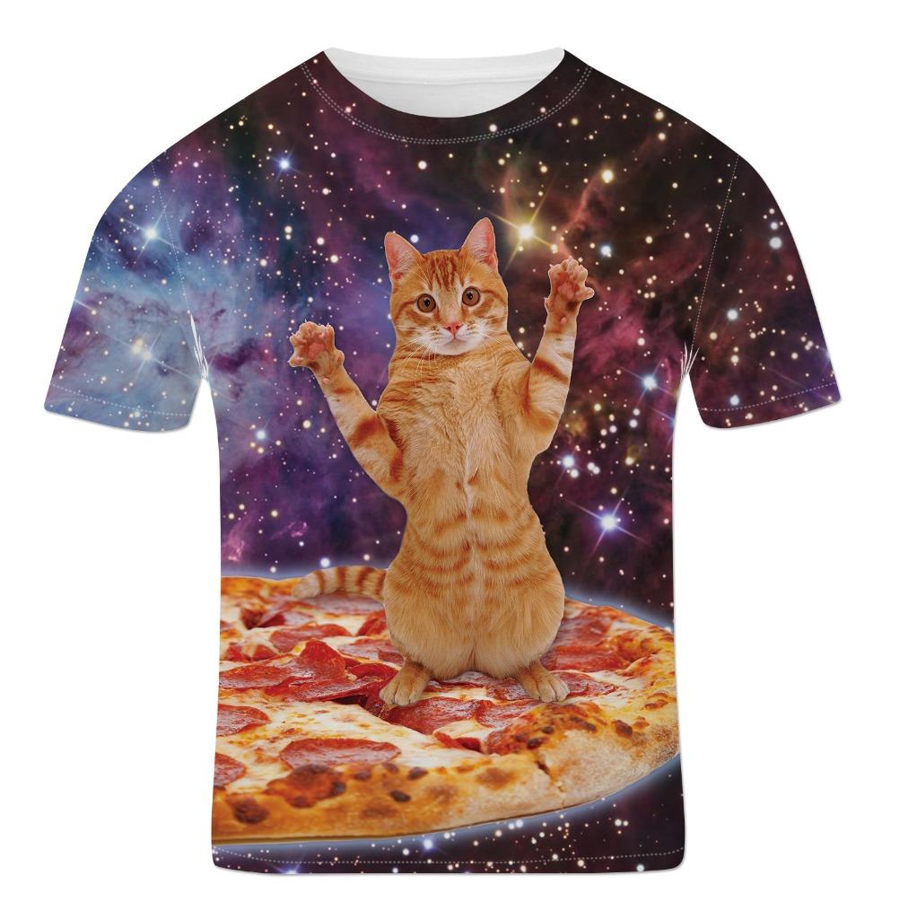 Pizza Cat in Space Novelty Cute Funny Cat Lover Unisex Mens T Shirt eBay