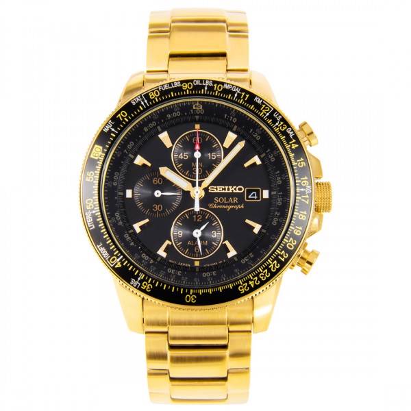 seiko solar pilot chronograph watch