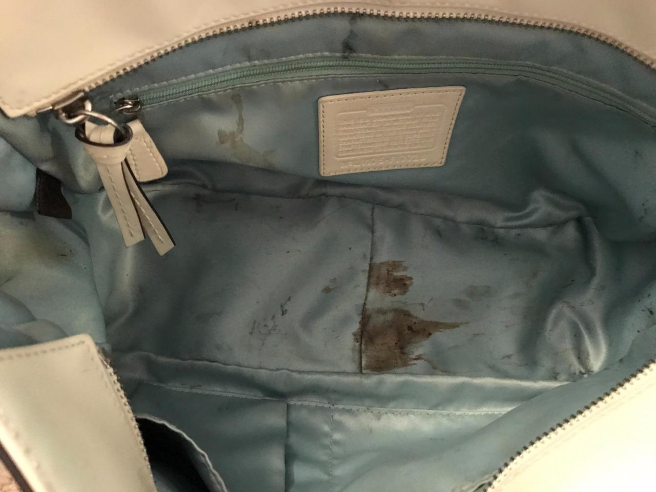 COACH F17728 White Patent Leather Bag Medium Size Tote 2 Straps Purse Handbag | eBay