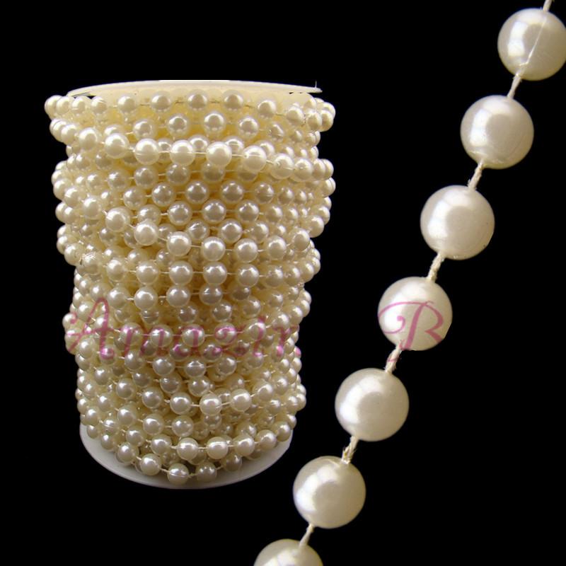 20m 8mm Plastic Faux Pearl Beaded Strands Garland Wedding Party