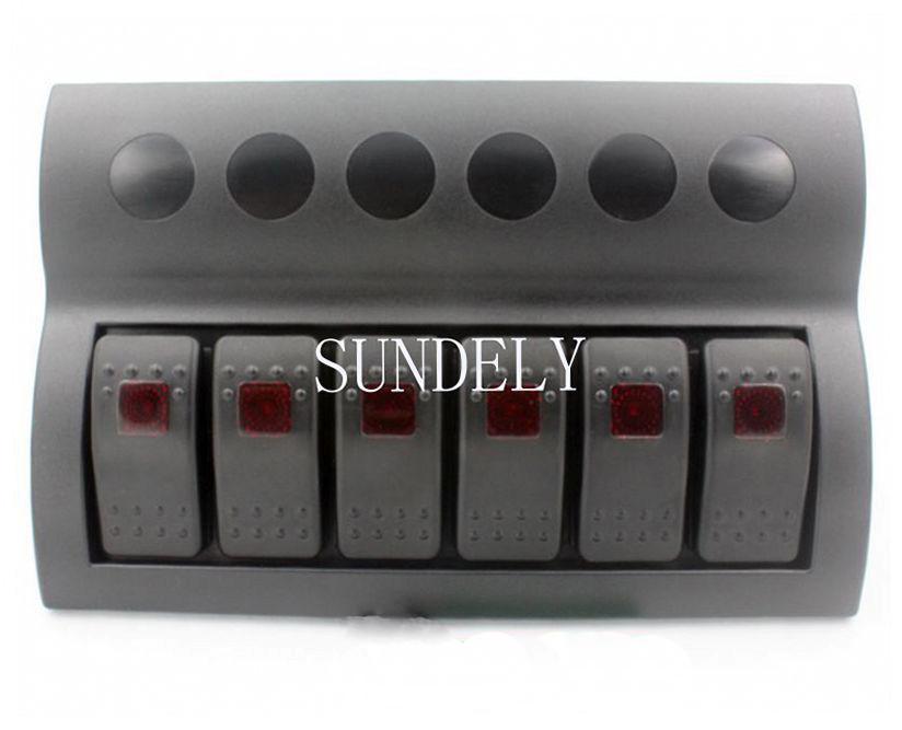 New waterproof black gang marine boat caravan red led