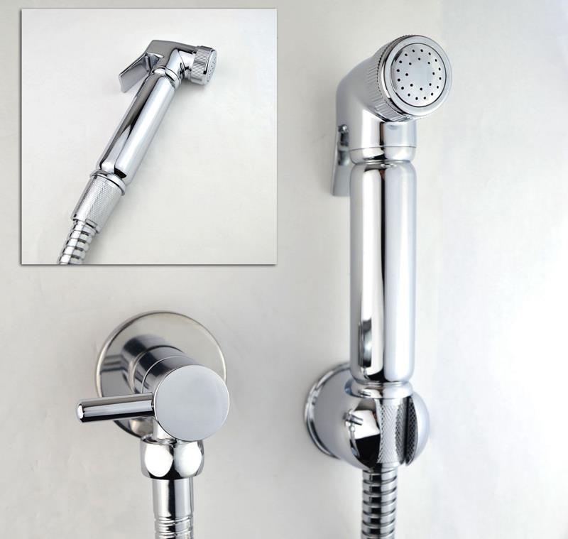 Hand Held Shower Head Douche Bidet Toilet Spray Jet Shattaf Kit brass Chrome