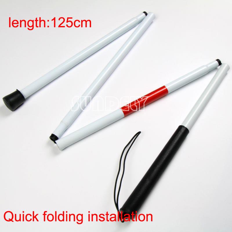White Visually Impaired Walking Stick Easy Folding Crutch Aluminium