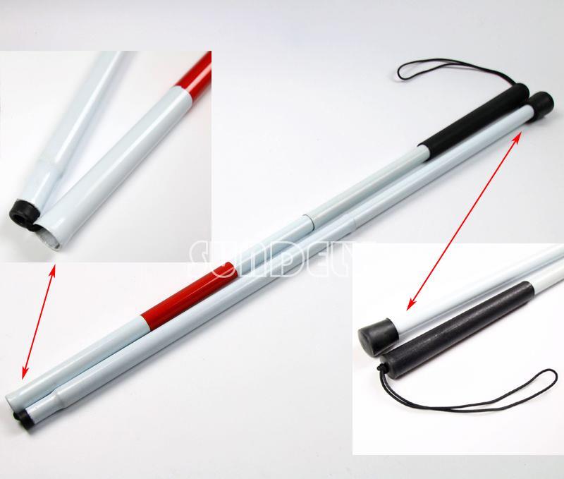 White Visually Impaired Walking Stick Easy Folding Crutch Aluminium