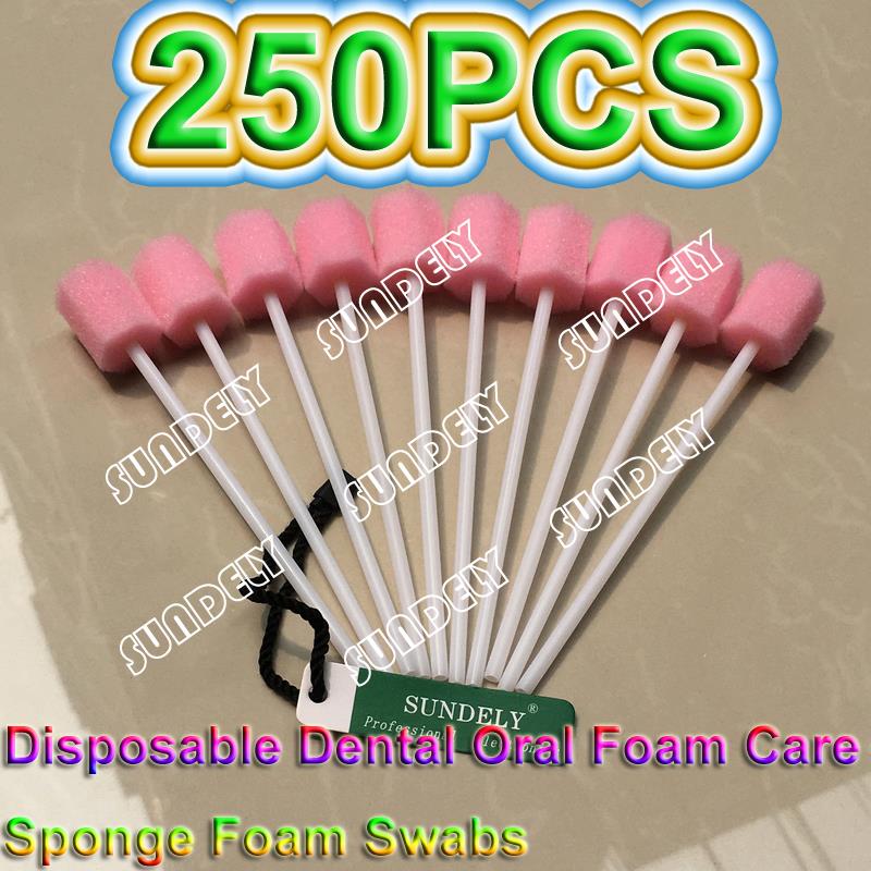 250Pcs HiQ Pink Oral Foam Swabs Mouth Cleansing Tooth Lollipop Swab
