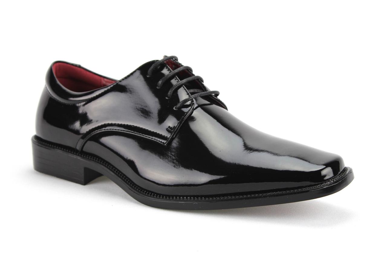 Mens Shiny Patent Leather Formal Tuxedo Lace Up Dress