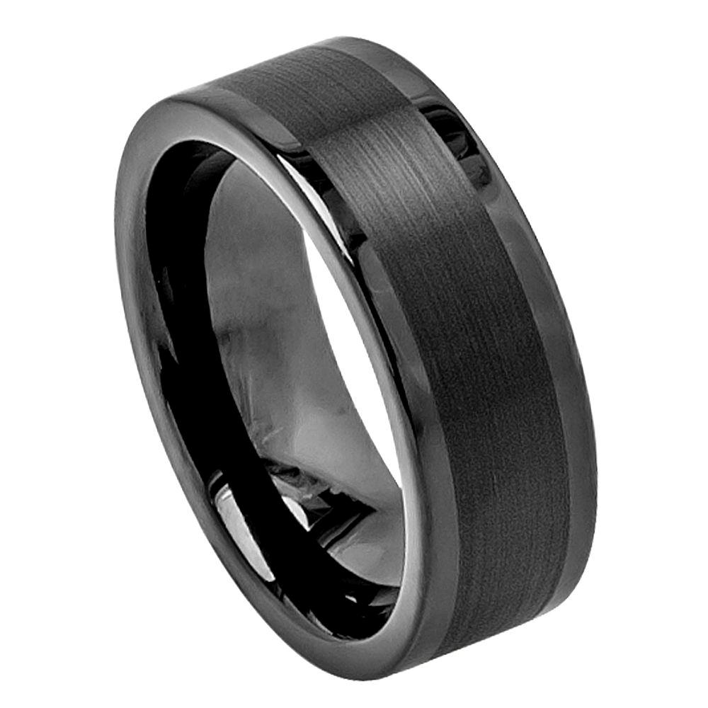 Black Tungsten Carbide Wedding Band Ring Mens Jewelry