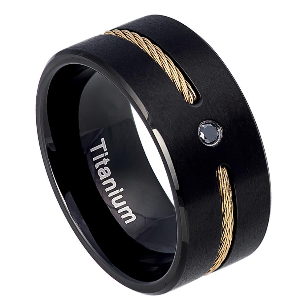 NEW Titanium Mens Diamond Wedding Band Comfort Fit Promise