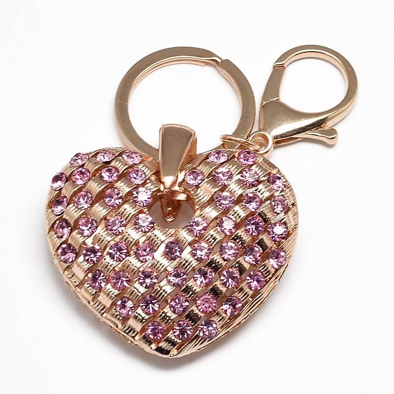 Rhinestone Crystal Gold Heart Keychain / Purse Charm eBay