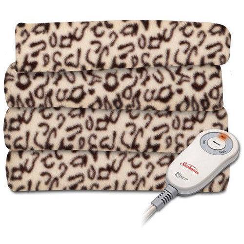 Sunbeam Heated Throw Blanket Fleece Electric Animal Print Zebra Cheetah