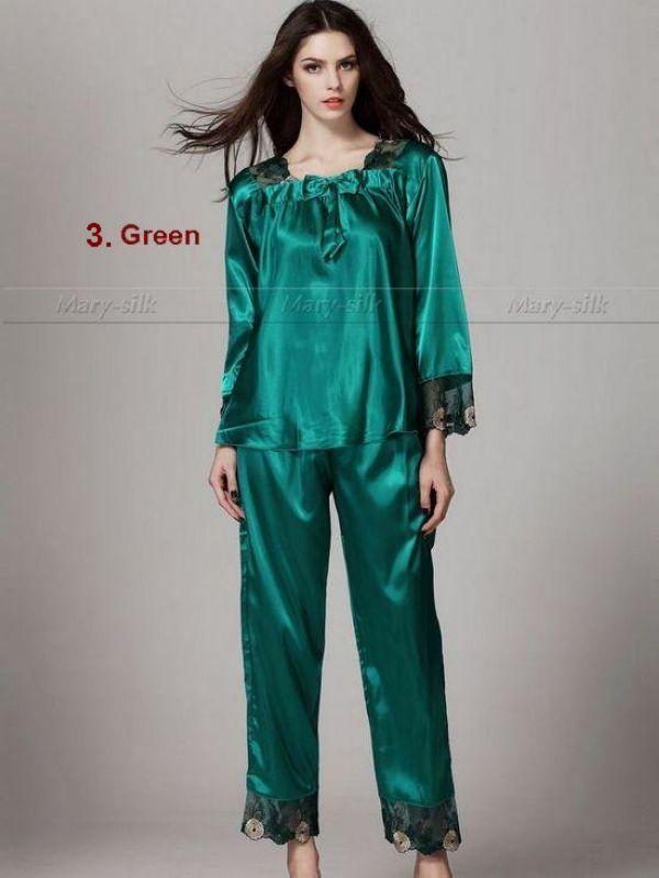 Lingerie Women Silk Satin footed Tall Pajamas Bottoms PJS Set 10 12 Sleepwear | eBay