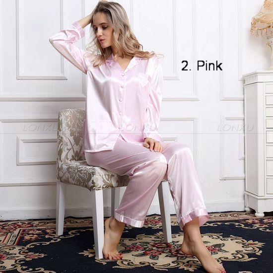 Women Silk Satin Pajamas Pyjamas Set Sleepwear Loungwear Plus Size