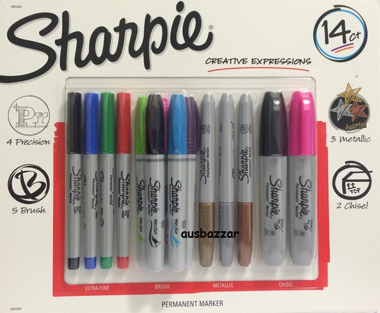 New 14 SHARPIE Assorted Coloured Permanent Marker Pen Sharpies USA Made