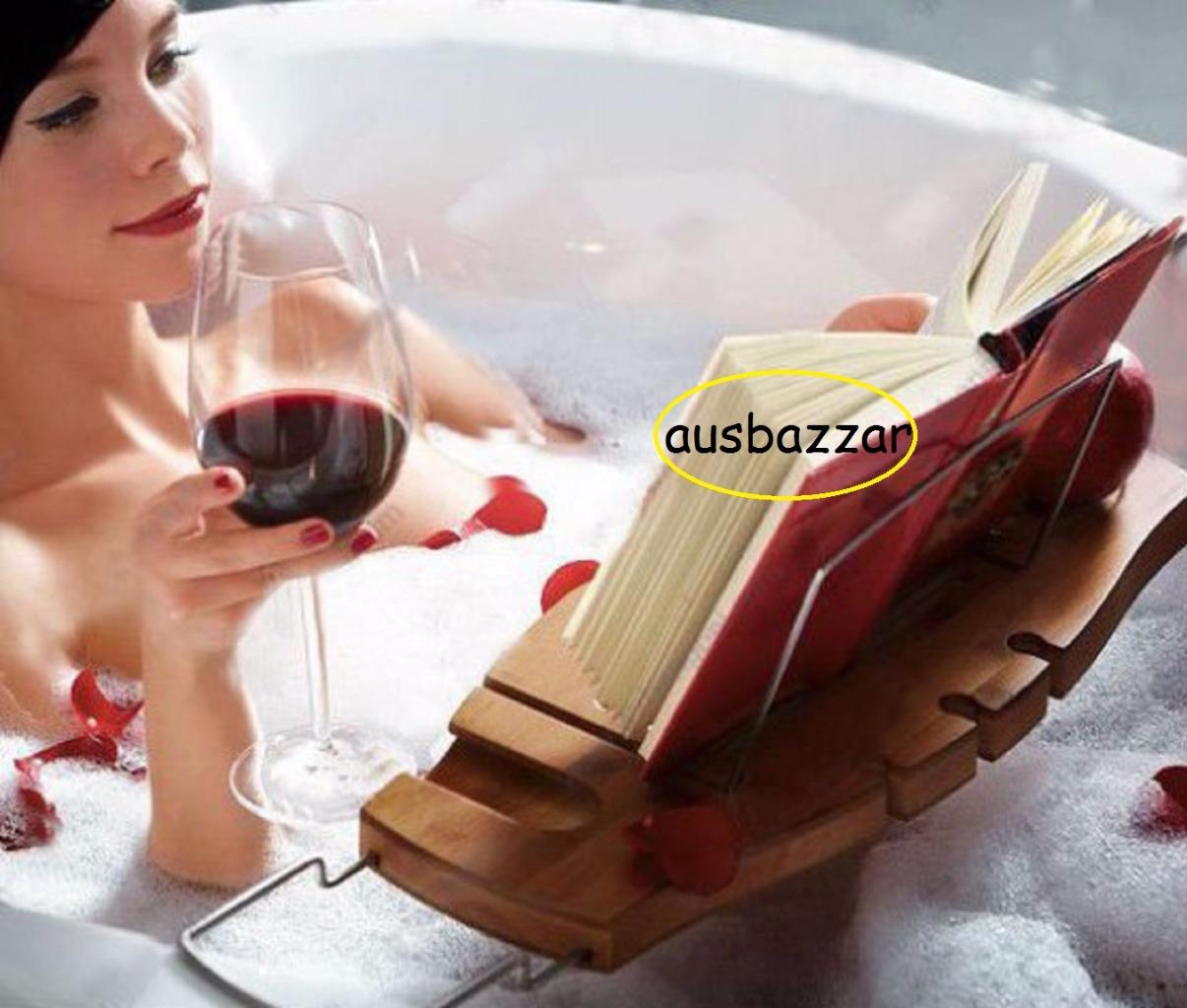 New Bathroom Bamboo Bath Caddy Tray Stainless Steel Book Wine Australian Er Stock Receive Your Item Promptly Aquala Bamboo Bath Caddy By Umbra