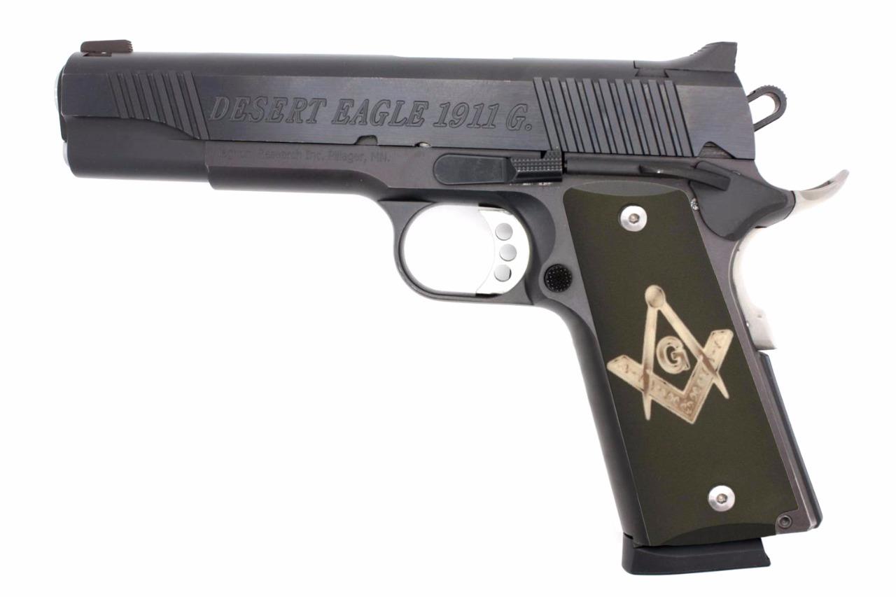 Custom Full Size 1911 Grips Ambidextrous Mason Masonic Emblem Colt