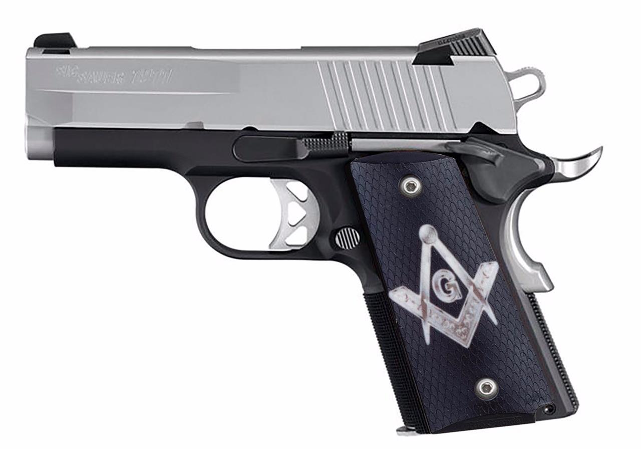 Custom Compact Officer 1911 Grips Ambidextrous Mason Emblem for Colt
