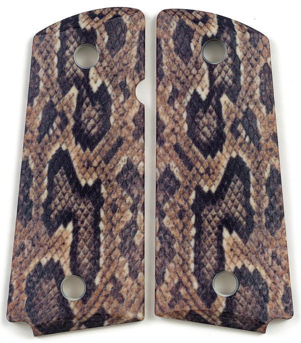 Custom Compact Officer 1911 Grips Ambidextrous Viper Snake Skin Colt