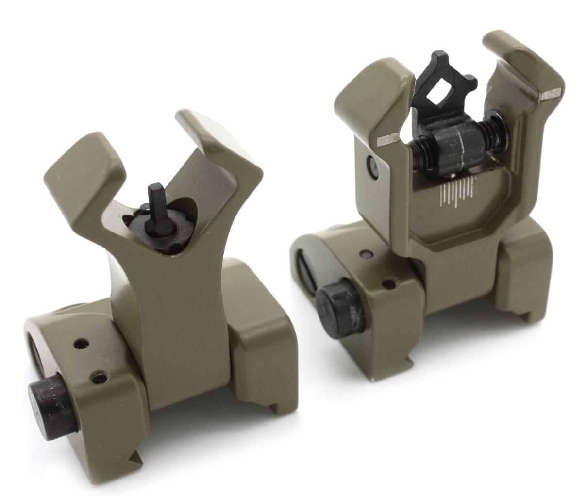 Premium Tactical Diamond Aperture Flip Up Front Rear Iron Sights Set