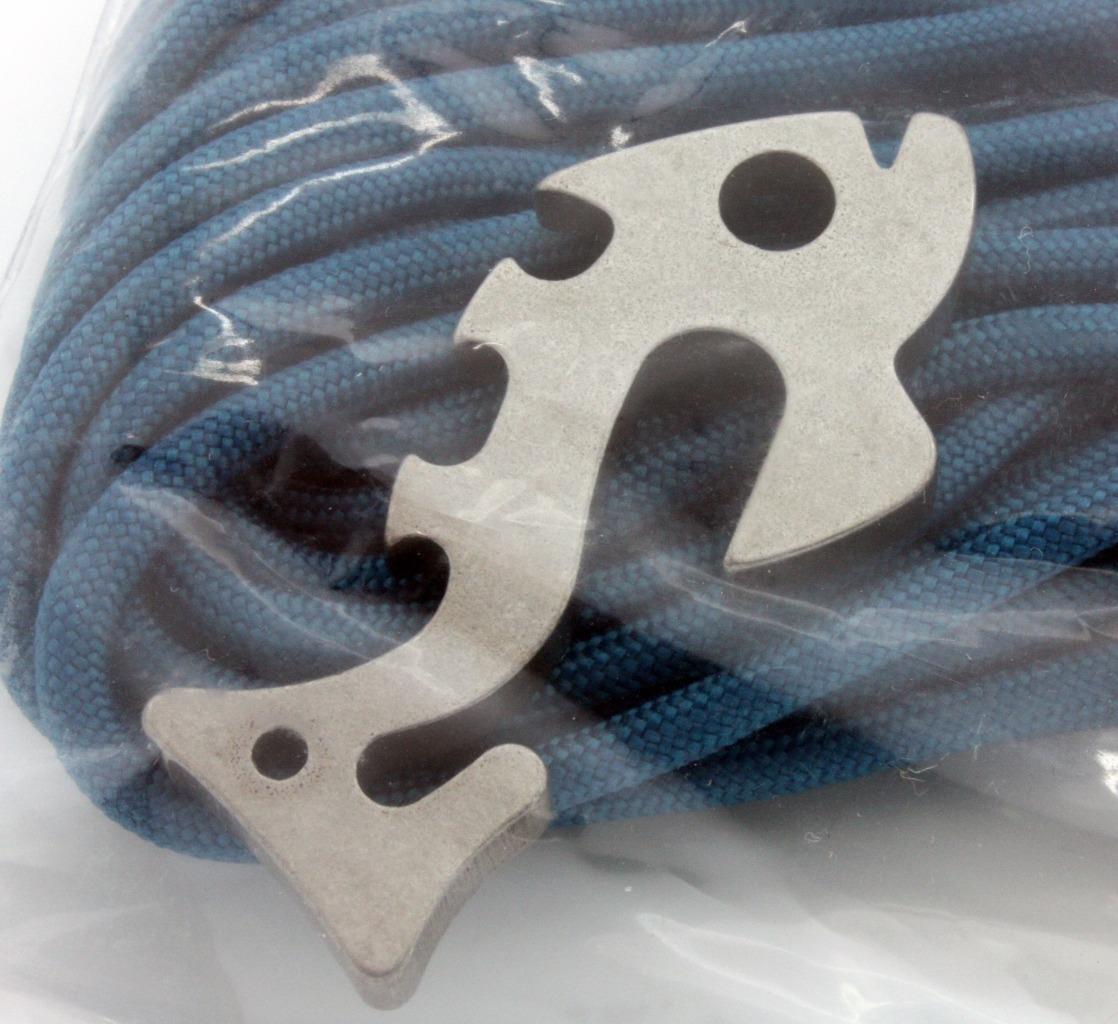 Fish Bone Piranha Knotless Gear Tie Paracord Hardware 4 Pack 50' Blue