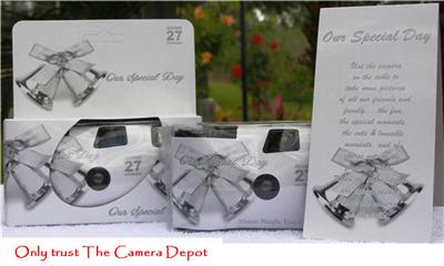 30 elegant silver bells DISPOSABLE WEDDING CAMERAS new