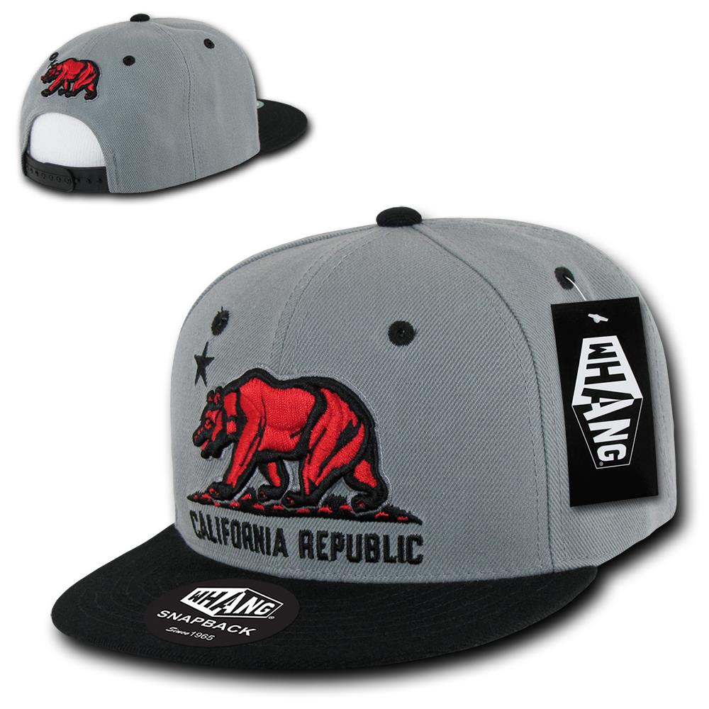 California Cali Republic Snap Snapback Back Flat Bill Cap Hat Various