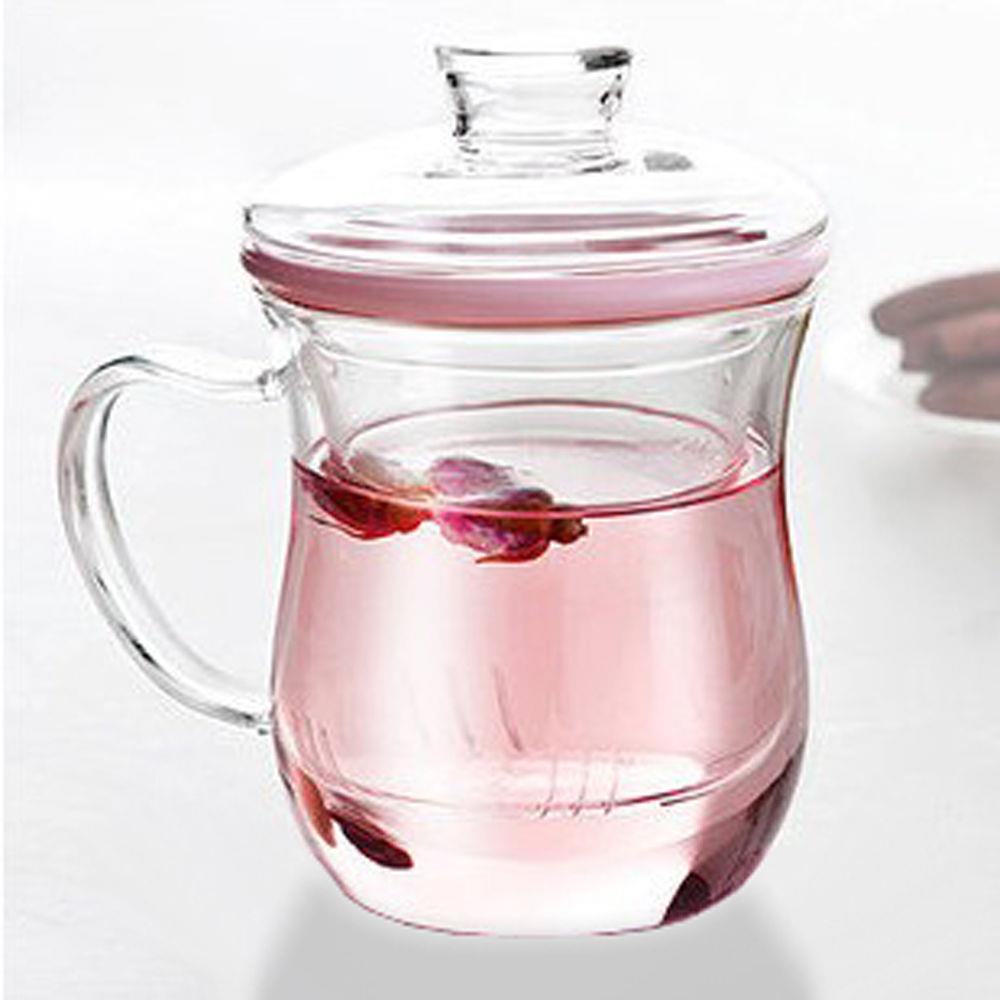 400ml Elegant Glass Tea Cup Ring Tea Filter Infuser Strainer Birthday