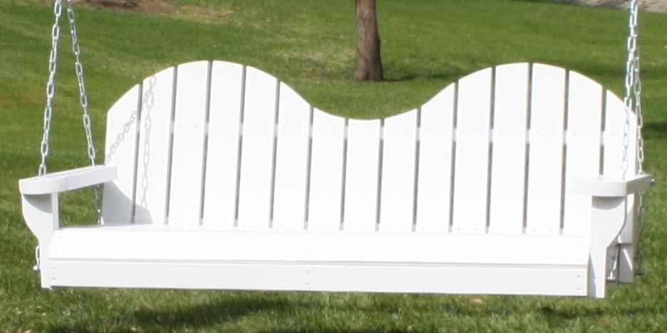 New 4 Ft White Two Seat Adirondack Porch Swing Tree Heavy Duty