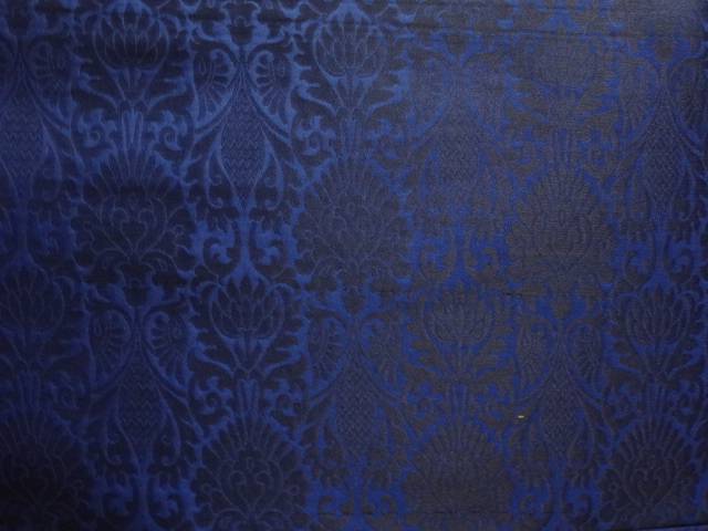 SILK BROCADE 44"INCHES ROYAL BLUE X BLUE