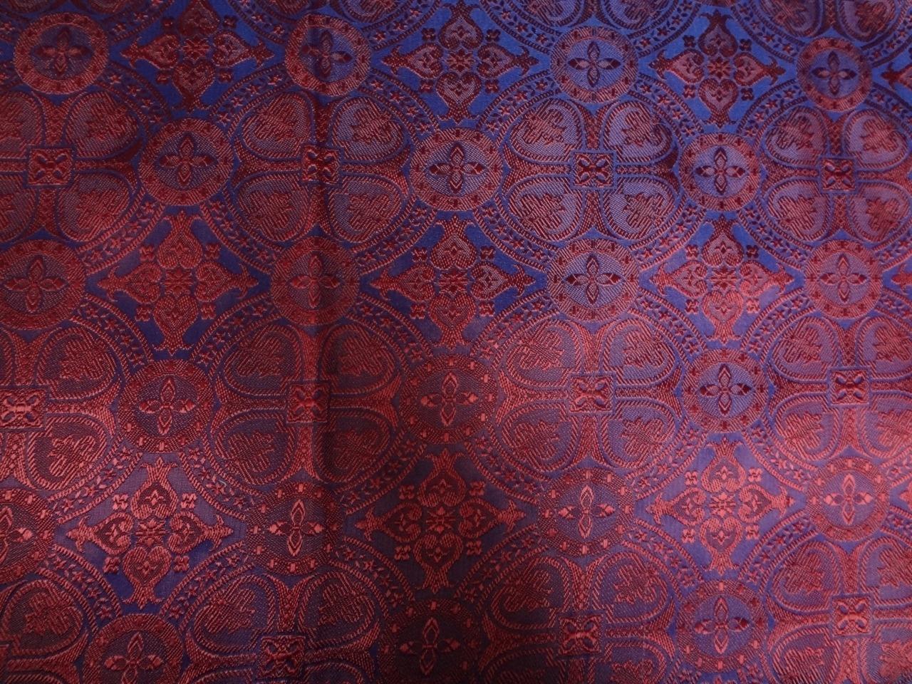 SILK BROCADE VESTMENT FABRIC DARK PURPLE & RED