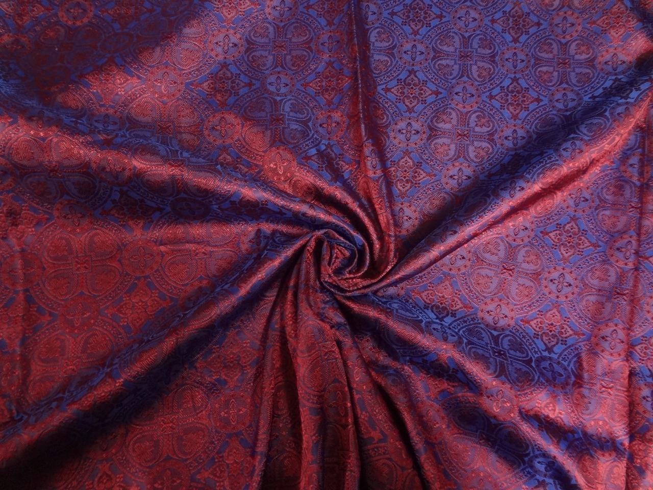 SILK BROCADE VESTMENT FABRIC DARK PURPLE & RED
