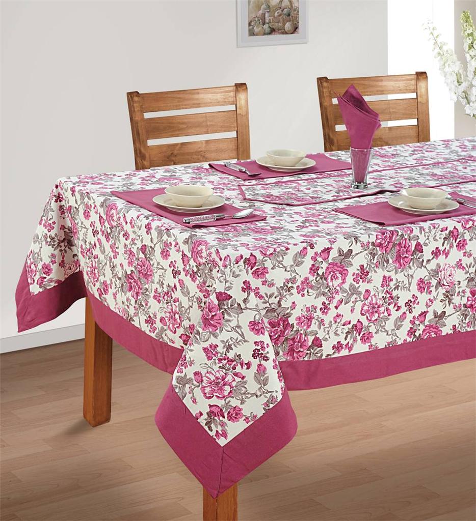 8 Seater Pure Cotton Table Linen Set 1 Table Cloth + 8 Napkins + 1