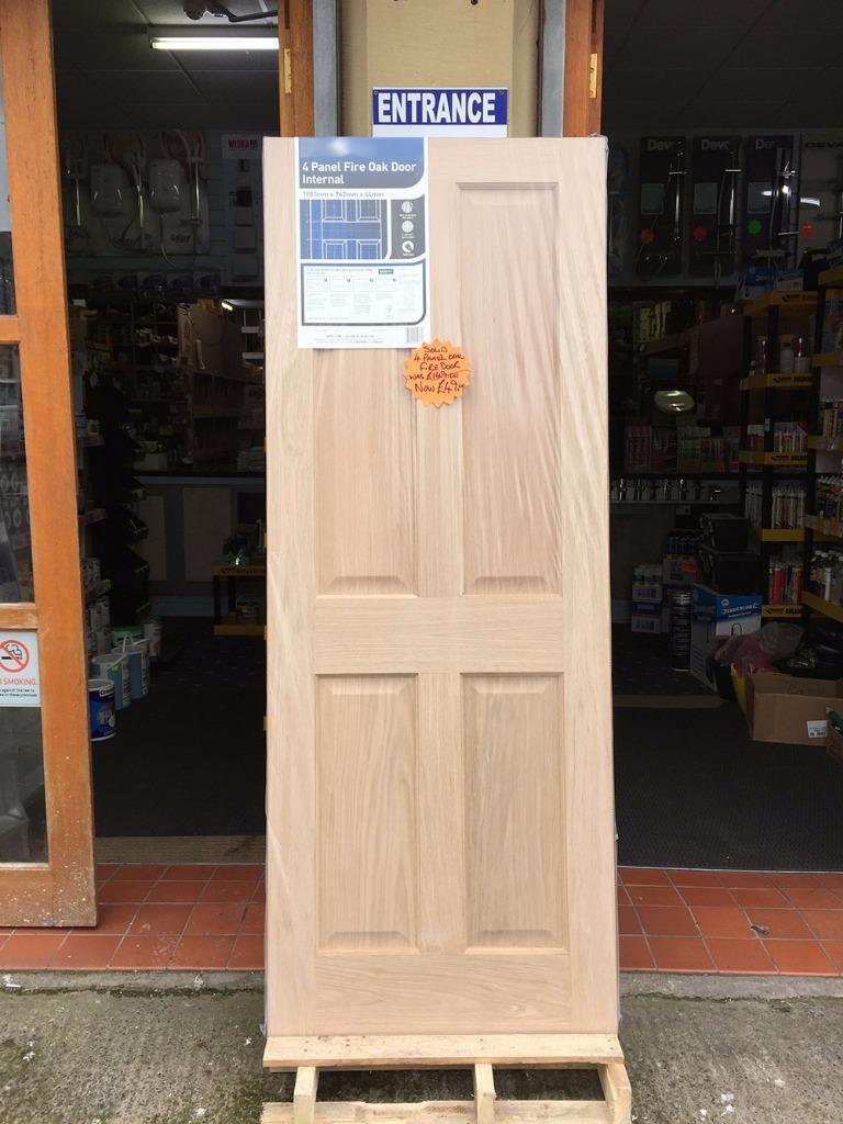 NEW JEWSON 4 PANEL WHITE FIRE OAK DOOR FIREDOOR INTERNAL 1981 x 762 x