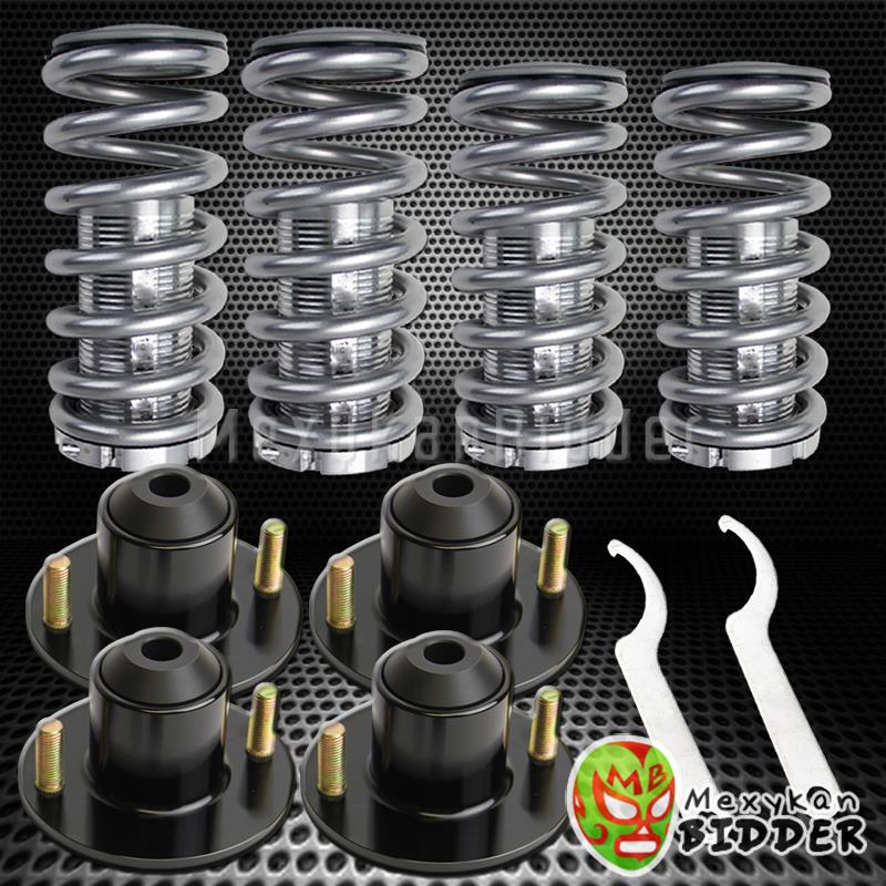 Silver Aluminum Coilover + Black Extended Top Hat Civic CRX Del Sol EG