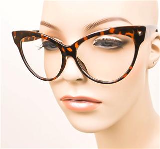 Oversized Large CAT EYE Brown Tortoise Pinup Nerd Bettie ...