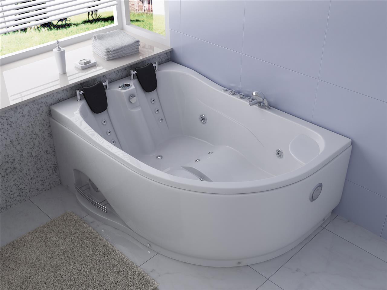 2 PERSON 1800MM OFFSETT CORNER WHIRLPOOL SPA BATH TAPS WASTE PANEL LCD ...