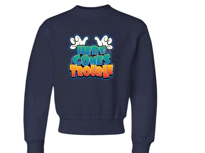 Here Comes Trouble JERZEES CREW NECK SWEATSHIRT THE BEST SIZE 6-8=SM To 18-20=XL - Picture 8 of 9