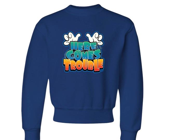 Here Comes Trouble JERZEES CREW NECK SWEATSHIRT THE BEST SIZE 6-8=SM To 18-20=XL - Picture 7 of 9