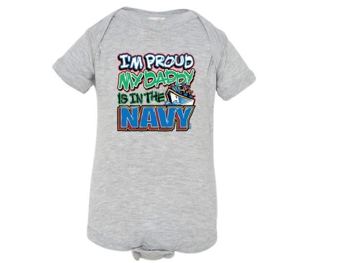 I'M PROUD MY DADDY IS IN THE NAVY Lap Shoulder Creepers Newborn To 24 MONTHS - Picture 7 of 7