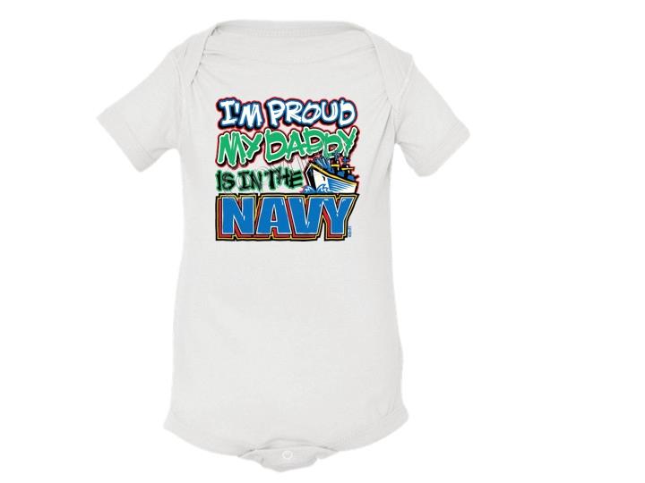 I'M PROUD MY DADDY IS IN THE NAVY Lap Shoulder Creepers Newborn To 24 MONTHS - Picture 2 of 7