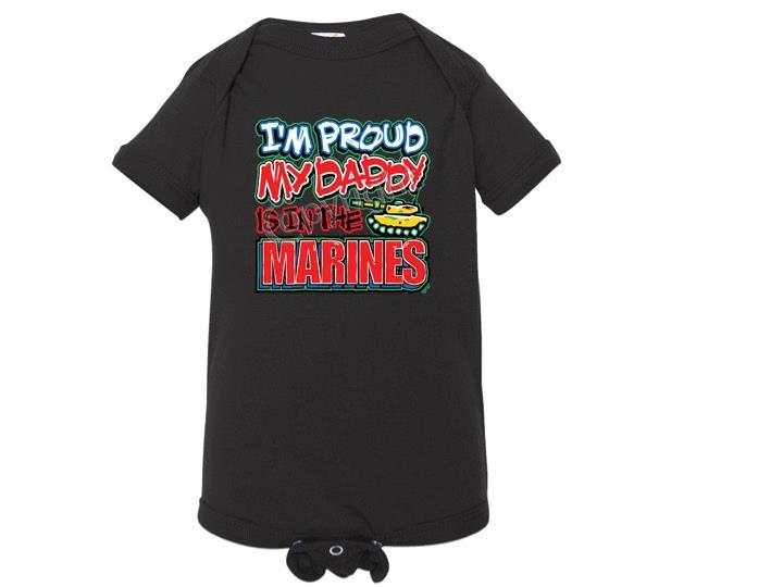 I'M PROUD MY DADDY IS IN THE MARINES LAP Shoulder Creepers Newborn To 24Mo - Picture 3 of 7