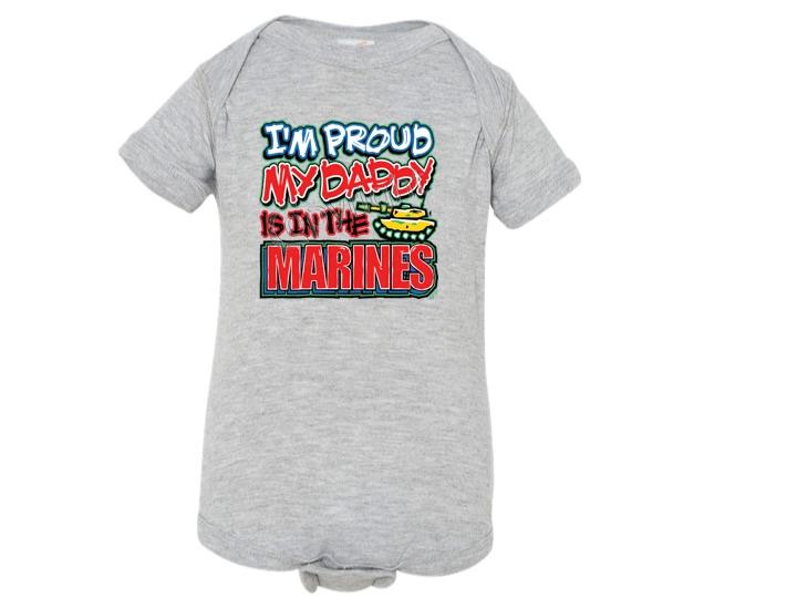 I'M PROUD MY DADDY IS IN THE MARINES LAP Shoulder Creepers Newborn To 24Mo - Picture 7 of 7