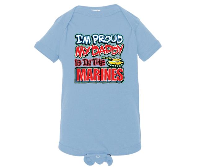 I'M PROUD MY DADDY IS IN THE MARINES LAP Shoulder Creepers Newborn To 24Mo - Picture 4 of 7