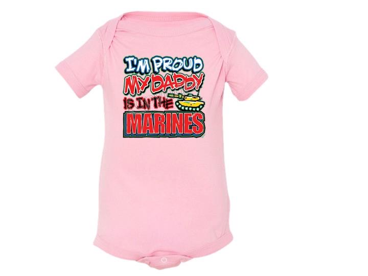 I'M PROUD MY DADDY IS IN THE MARINES LAP Shoulder Creepers Newborn To 24Mo - Picture 5 of 7