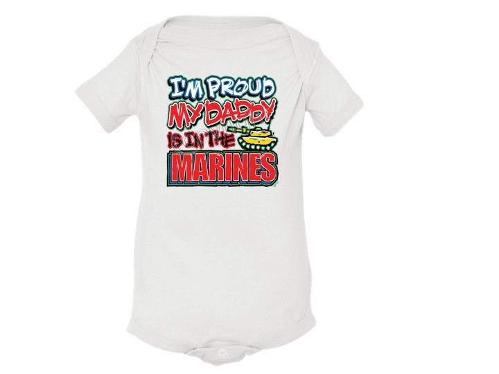 I'M PROUD MY DADDY IS IN THE MARINES LAP Shoulder Creepers Newborn To 24Mo - Picture 2 of 7